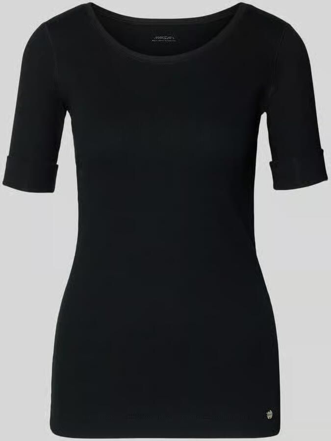 Marc Cain Middernachtblauw Geribbeld T-shirt met Getinte Overlock-naden Blue Dames