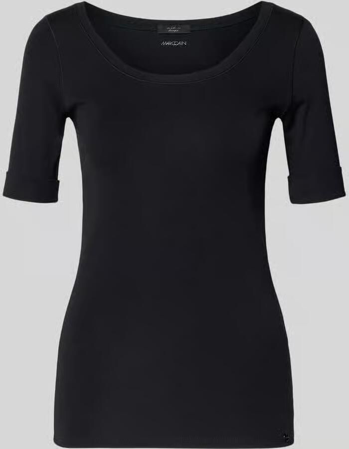 Marc Cain Eenvoudig Zwart T-shirt met Ronde Hals en Halve Mouwen Blue Dames - Foto 2