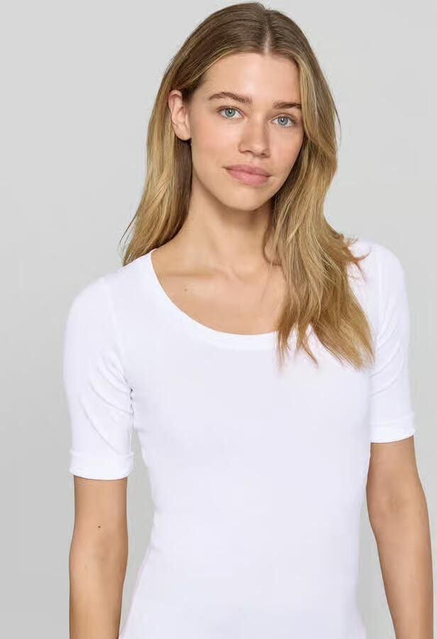 Marc Cain Elastisch Katoenen Jersey Shirt White Dames