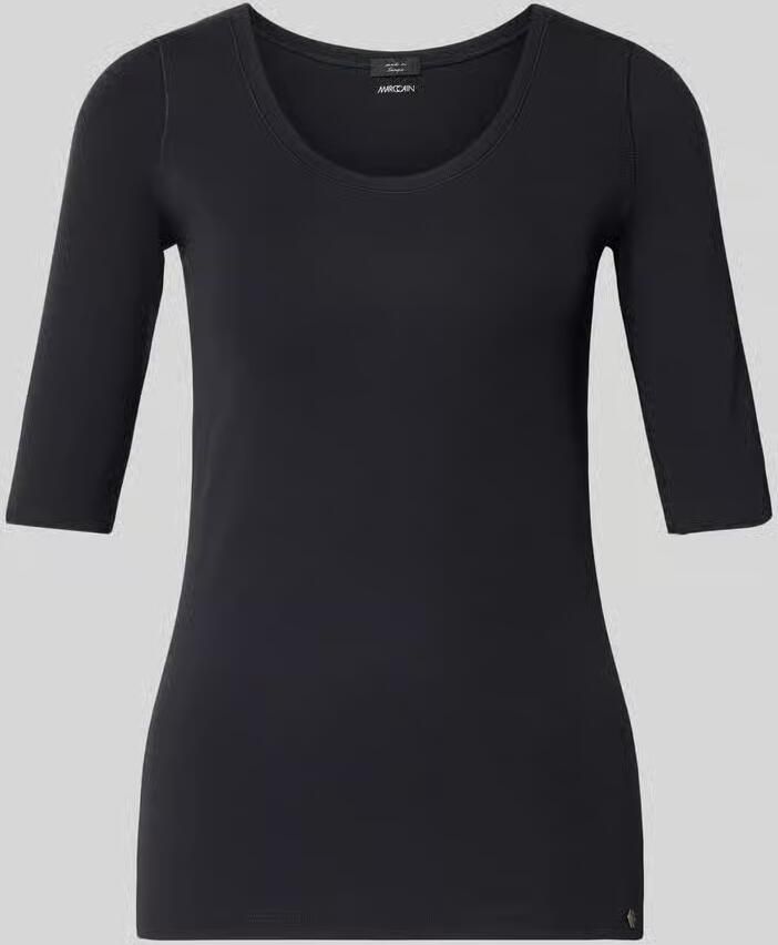 Marc Cain Eenvoudig Zwart T-shirt met Ronde Hals en Halve Mouwen Blue Dames - Foto 2
