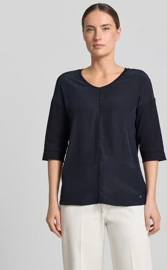 Marc Cain Blouse Shirt met Ontspannen Silhouet in Materiaal Mix Blauw Dames - Foto 4