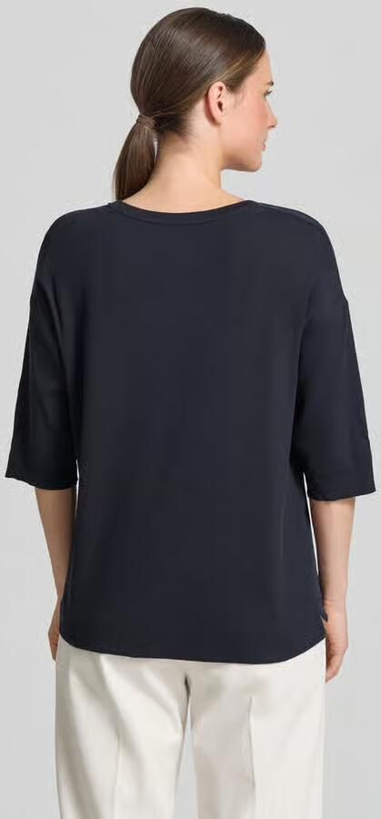 Marc Cain Blouse Shirt met Ontspannen Silhouet in Materiaal Mix Blauw Dames - Foto 6