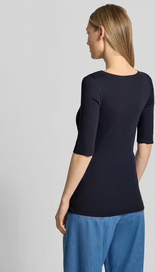 Marc Cain Middernachtblauw Geribbeld T-shirt met Getinte Overlock-naden Blue Dames - Foto 6