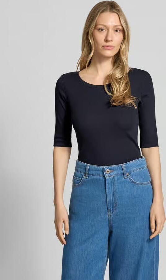 Marc Cain Middernachtblauw Geribbeld T-shirt met Getinte Overlock-naden Blue Dames - Foto 9