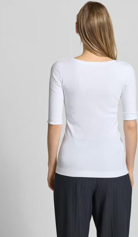 Marc Cain Stijlvolle shirt met halve mouwen en ronde hals White Dames