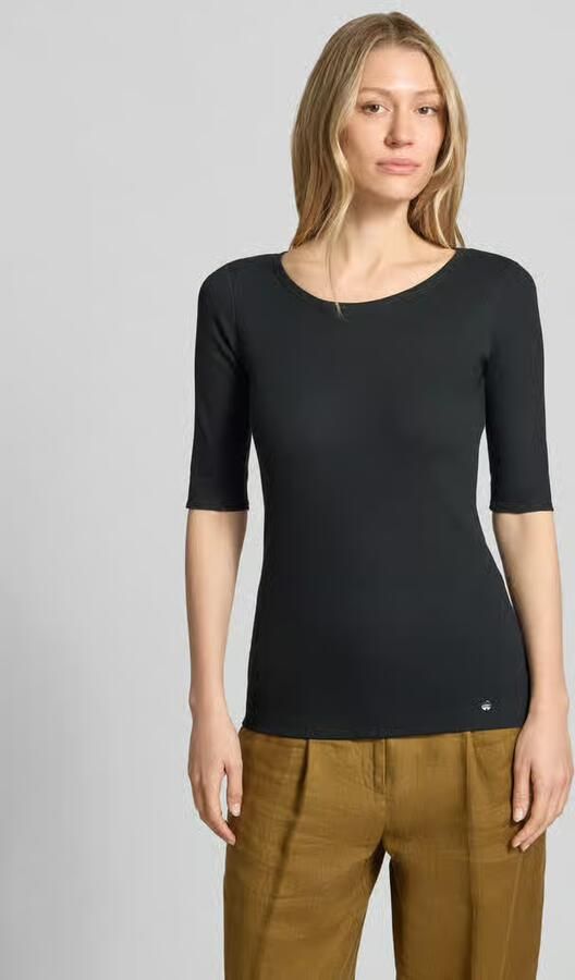 Marc Cain Middernachtblauw Geribbeld T-shirt met Getinte Overlock-naden Blue Dames - Foto 11