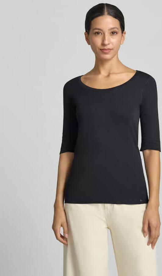 Marc Cain Eenvoudig Zwart T-shirt met Ronde Hals en Halve Mouwen Blue Dames - Foto 4