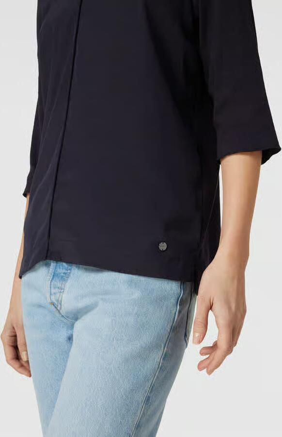 Marc Cain Blouse Shirt met Ontspannen Silhouet in Materiaal Mix Blauw Dames