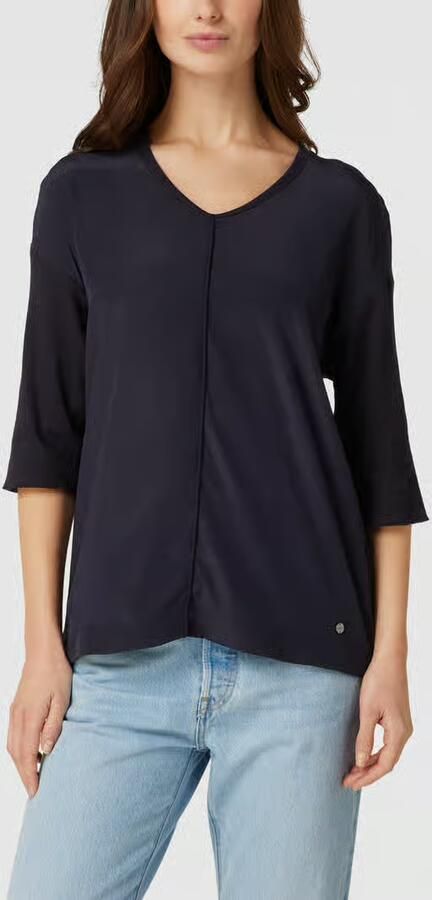 Marc Cain Blouse Shirt met Ontspannen Silhouet in Materiaal Mix Blauw Dames - Foto 5
