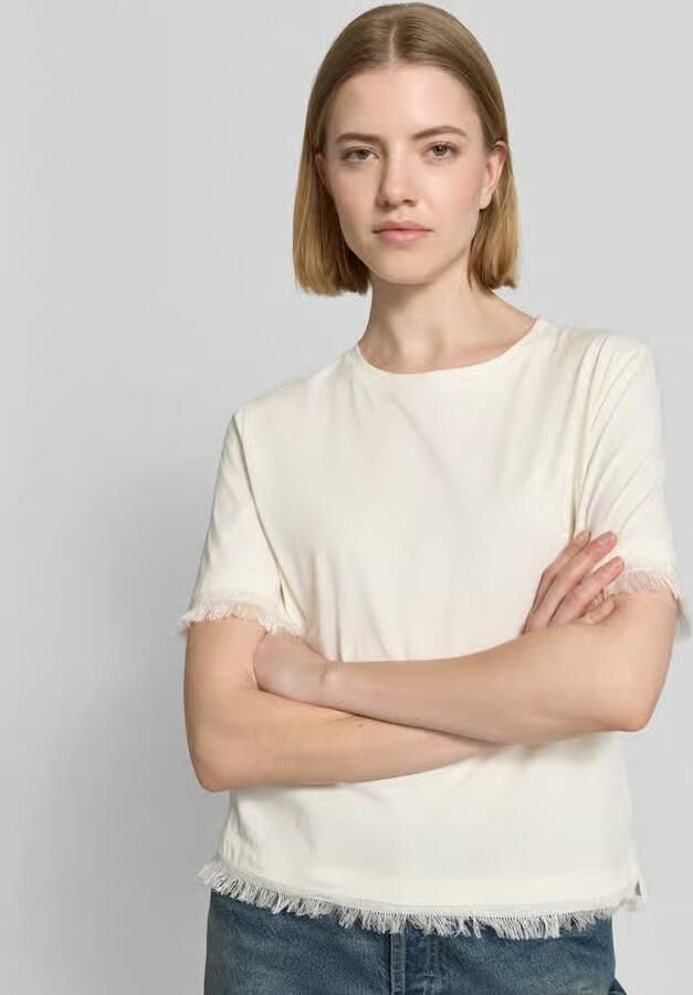 Marc Cain T-shirt van linnen met franjes