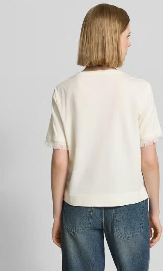 Marc Cain T-shirt van linnen met franjes