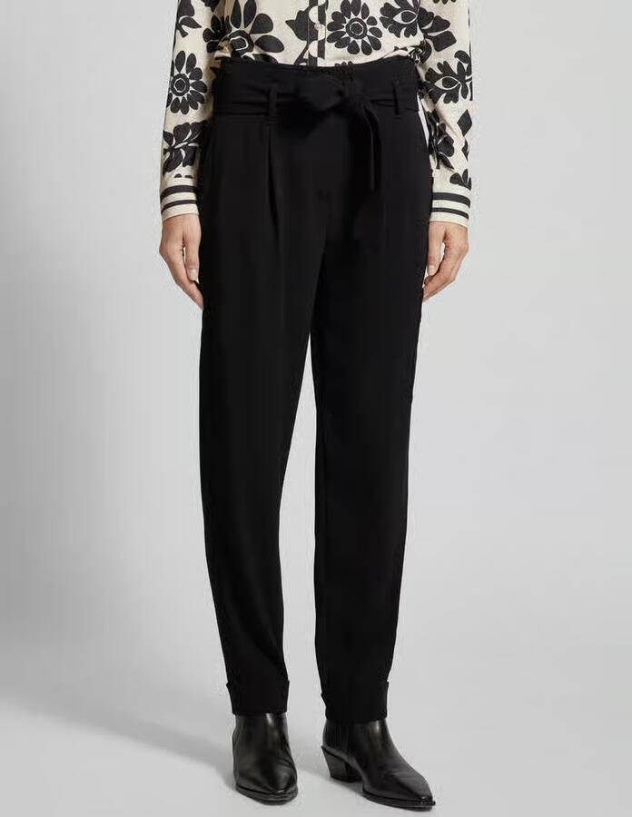 Marc Cain Tapered fit stoffen broek met strikceintuur - Foto 2