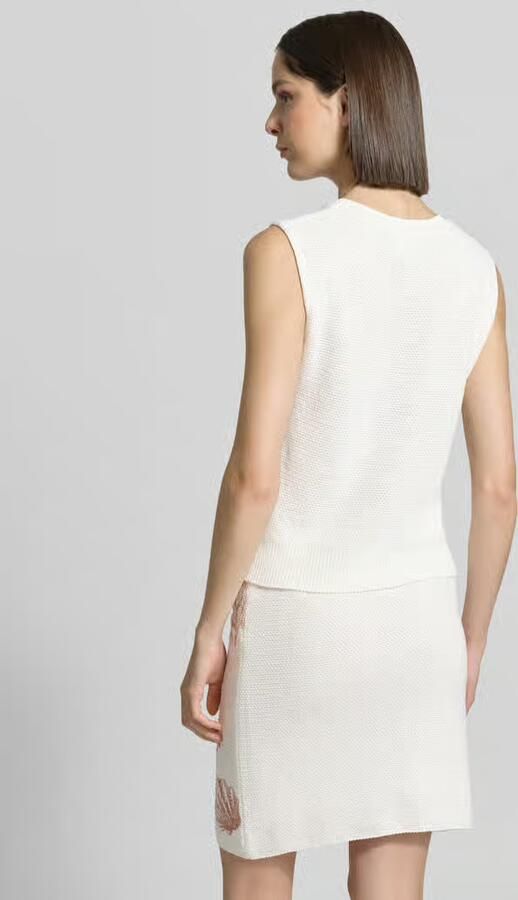 Marc Cain Tricottop met ronde hals en labeldetail
