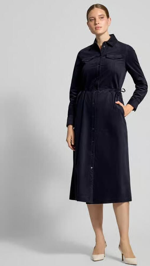 Marc Cain Regular fit midi-jurk van katoenmix in corduroy look - Foto 3