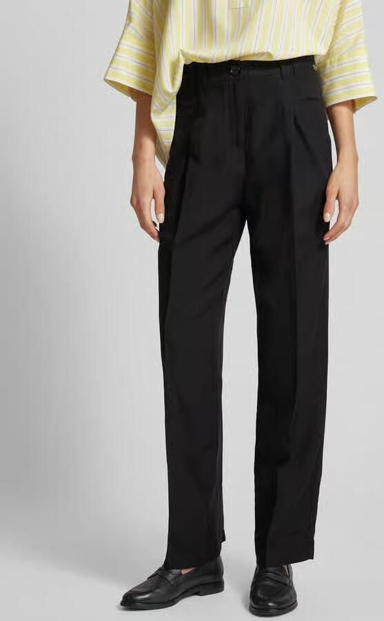 Marc Cain Wide fit stoffen broek van een mix van viscose en linnen - Foto 2