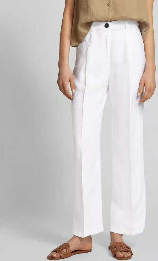 Marc Cain Wide fit stoffen broek van een mix van viscose en linnen - Foto 2