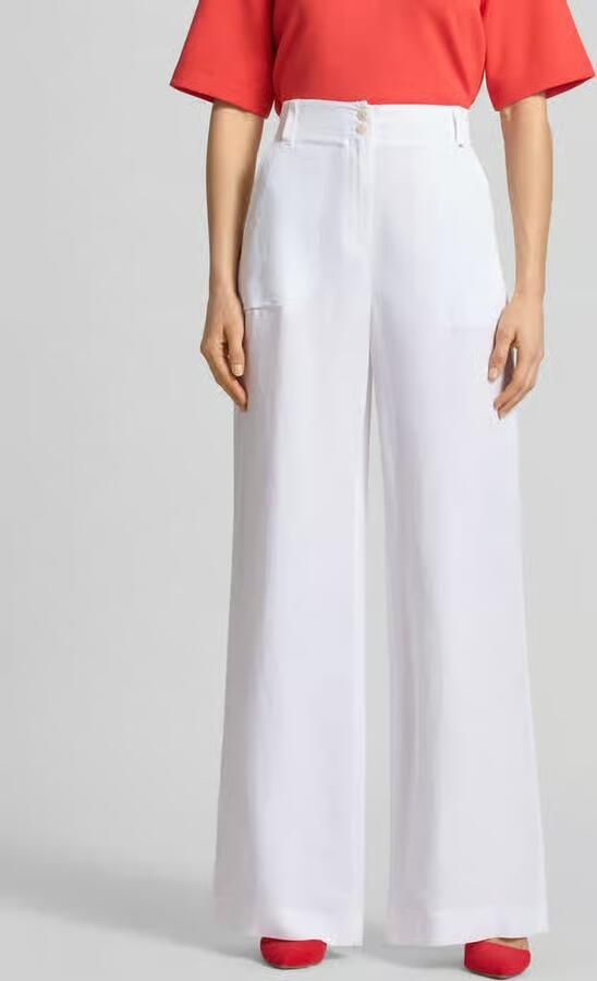Marc Cain wide fit stoffen broek van viscosemix met linnen-aandeel - Foto 3