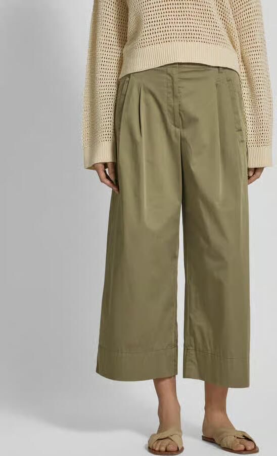 Marc Cain Wide leg bandplooibroek met verkort model - Foto 2