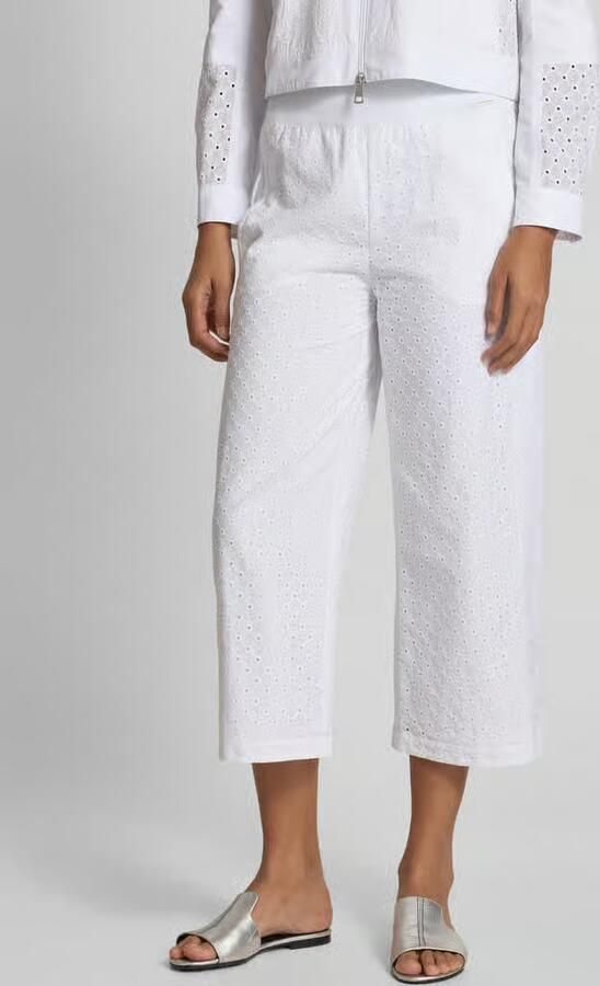 Marc Cain Wide leg stoffen broek met broderie anglaise - Foto 2