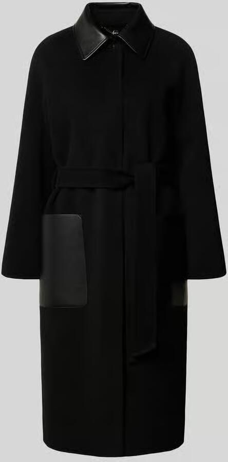 Marc Cain Wollen mantel met details in leerlook