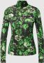 Marc Cain Turtleneck Shirt met Bloemendesign Green Dames - Thumbnail 1