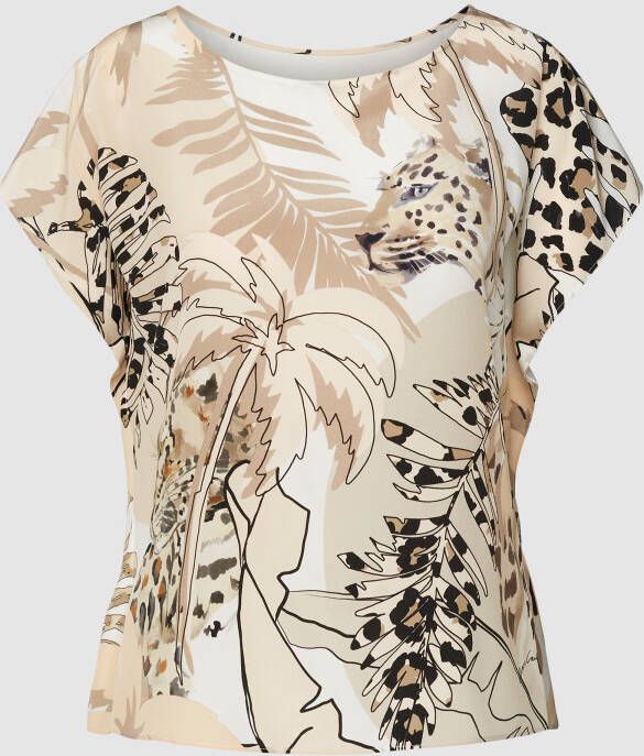 Marc Cain Vrouwelijke Blouse met Prachtige Stofdetails Beige Dames
