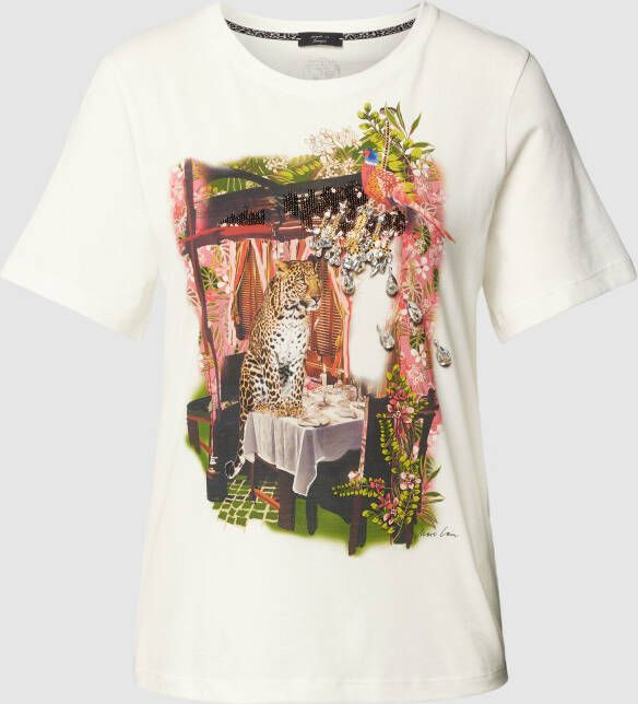 Marc Cain T-shirt met motiefprint en siersteentjes