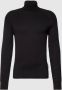 Marc O'Polo Rib knit polo neck jumper in a regular fit Zwart Heren - Thumbnail 1
