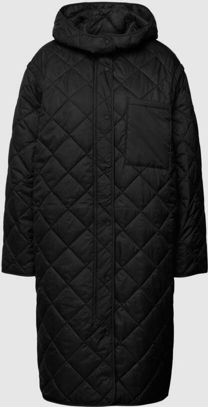Marc O'Polo Hooded quilted coat with detachable sleeves Zwart Dames