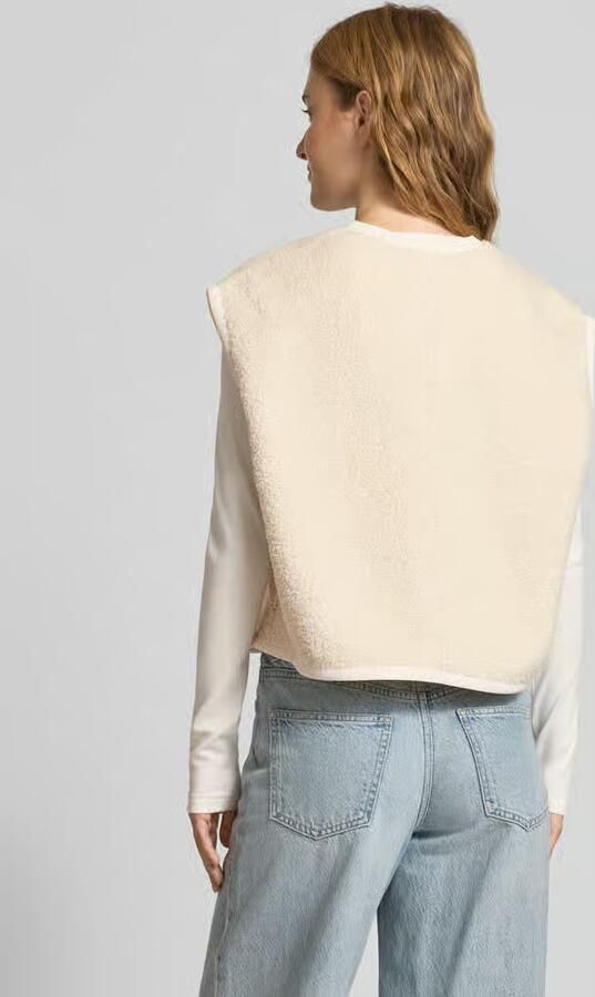 Marc O'Polo DENIM Boxy fit gilet van teddybont met drukknoopsluiting