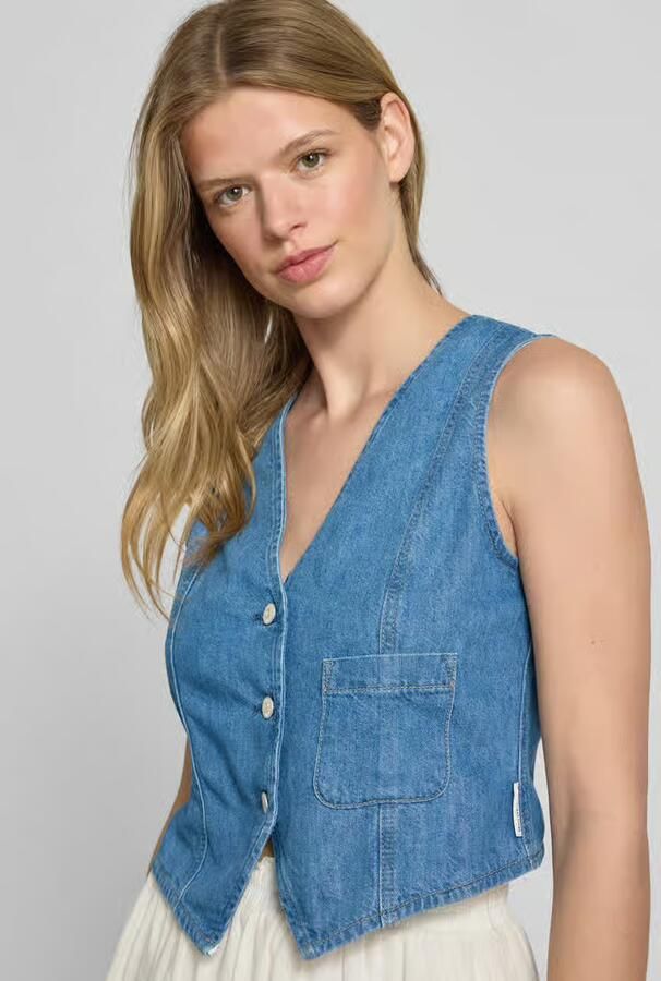 Marc O'Polo DENIM Jeansgilet met V-hals en knoopsluiting - Foto 2