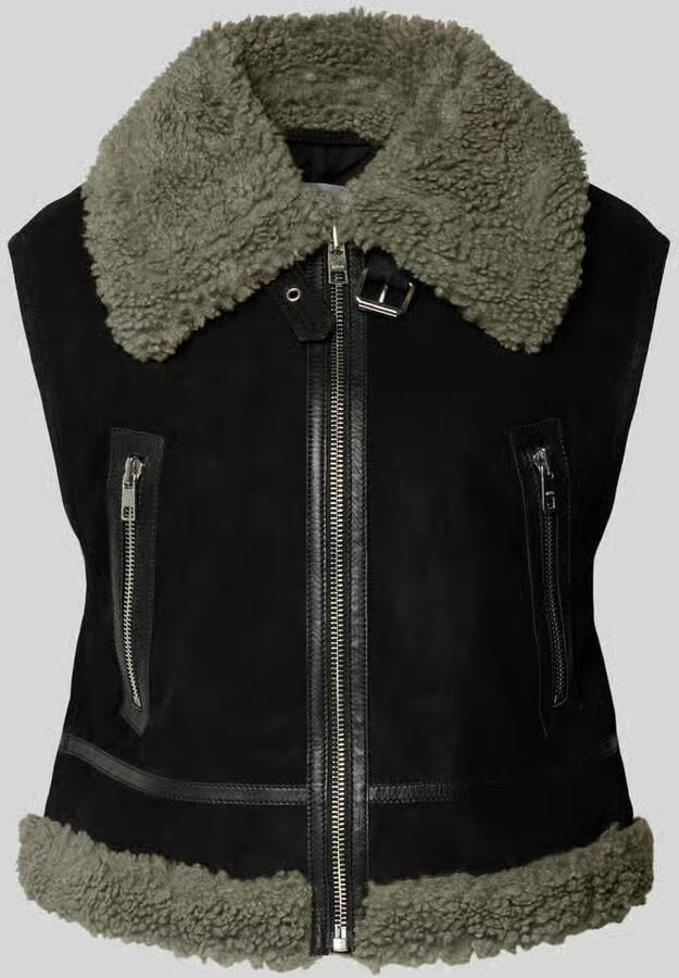 Marc O'Polo DENIM Leren gilet met ritszakken opzij