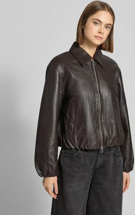 Marc O'Polo DENIM Regular fit leren jack met elastische band - Foto 3