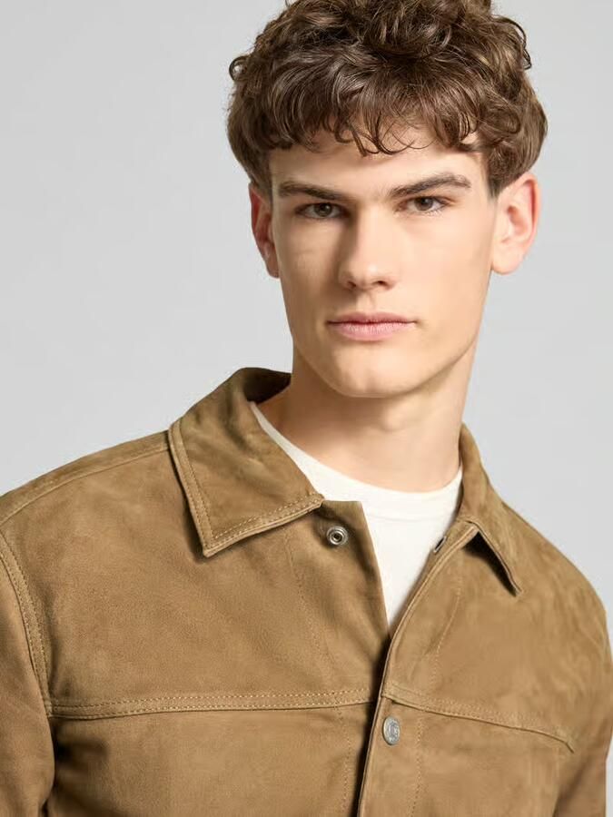 Marc O'Polo DENIM Regular fit leren jack van echt Chevreau-suède