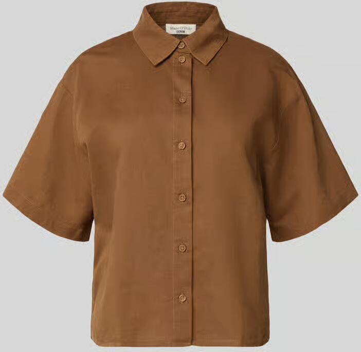 Marc O'Polo DENIM regular fit overhemdblouse van mix van katoen en linnen - Foto 2