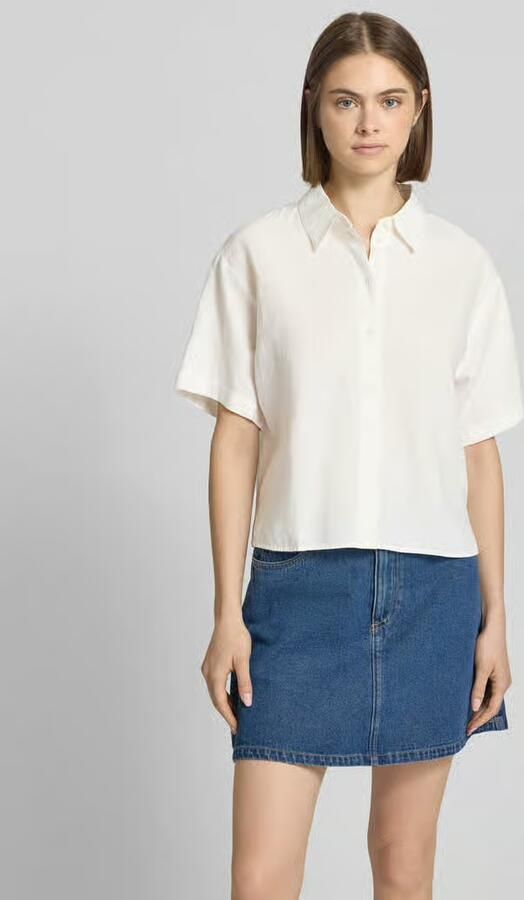 Marc O'Polo DENIM regular fit overhemdblouse van mix van katoen en linnen - Foto 3