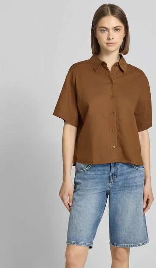 Marc O'Polo DENIM regular fit overhemdblouse van mix van katoen en linnen - Foto 2