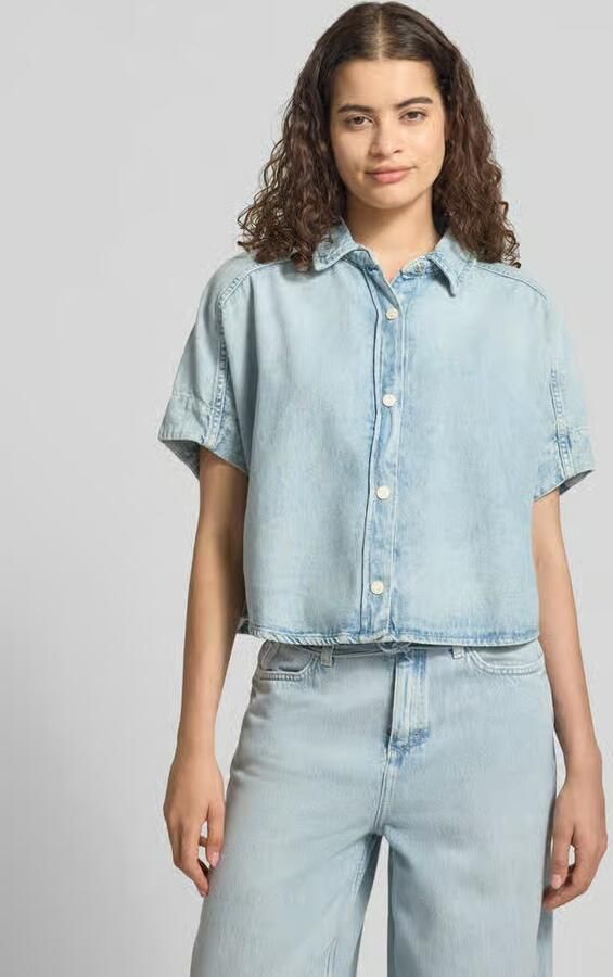 Marc O'Polo DENIM relaxed fit blouse met korte mouwen van puur katoen - Foto 2