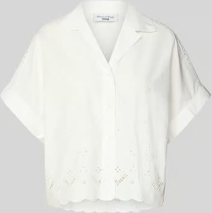 Marc O'Polo DENIM relaxed fit blouse van puur katoen met details van kant - Foto 2