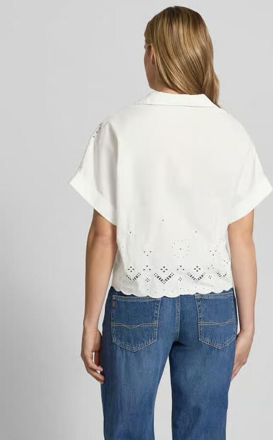 Marc O'Polo DENIM relaxed fit blouse van puur katoen met details van kant - Foto 3