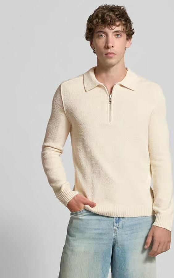 Marc O'Polo DENIM Relaxed fit gebreide pullover in polostijl van katoenmix - Foto 2