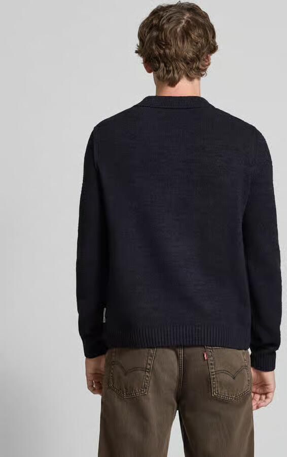 Marc O'Polo DENIM Relaxed fit gebreide pullover in polostijl van katoenmix