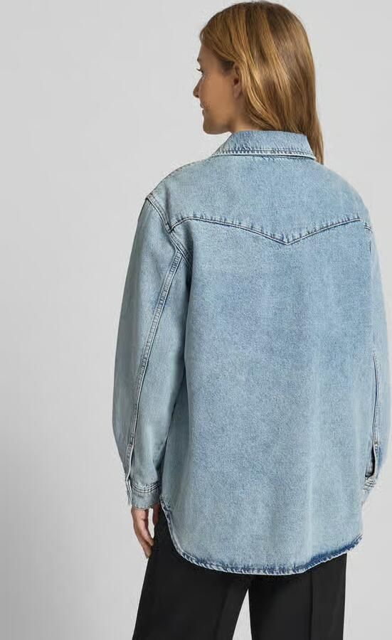 Marc O'Polo DENIM Relaxed fit jeansblouse van een mix van katoen en brandnetelvezels