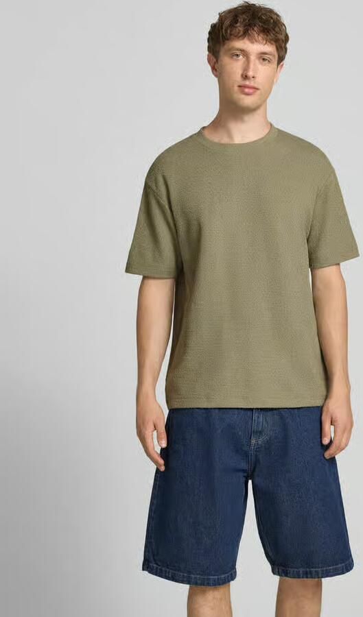 Marc O'Polo DENIM relaxed fit T-shirt van katoenmix in bouclé-look - Foto 3