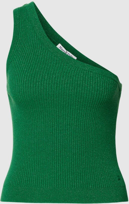 Marc O'Polo One-shoulder top in rib knit fabric Groen Dames