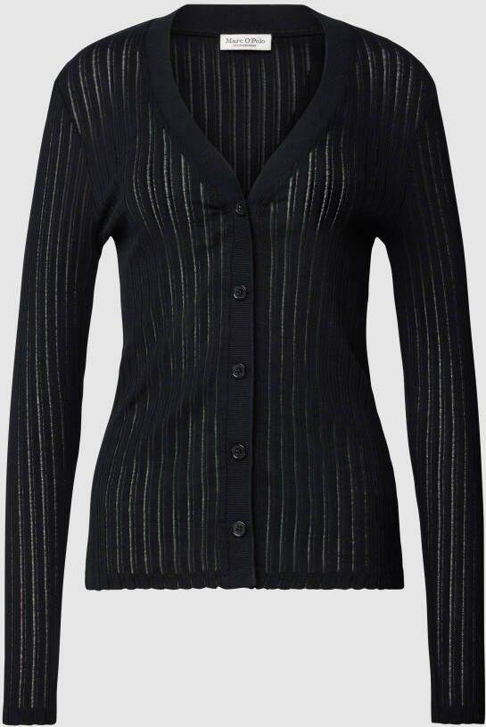 Marc O'Polo Gebreid jack van katoen met knoopsluiting