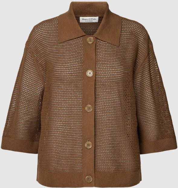 Marc O'Polo Gebreide blouse van een mix van katoen en linnen met platte kraag