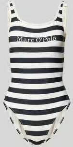 Marc O'Polo Badpak Classic Stripes diepe ruguitsnijding strepen logo-belettering - Foto 5