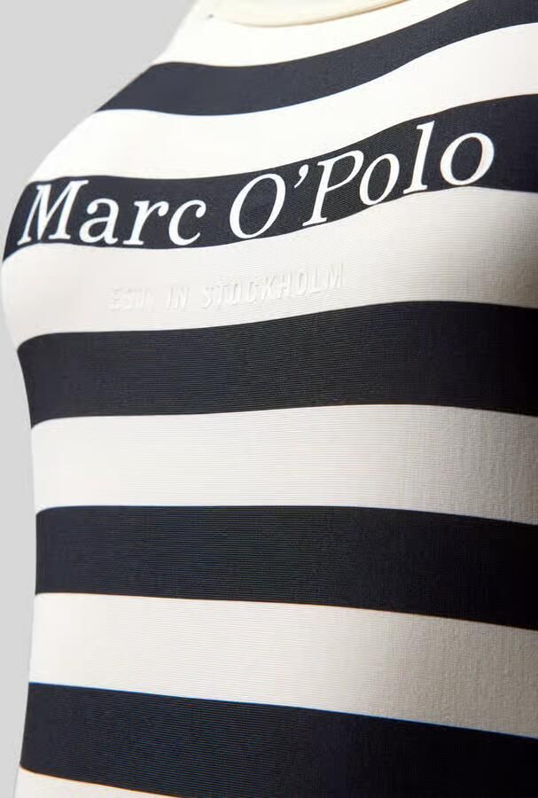 Marc O'Polo Badpak Classic Stripes diepe ruguitsnijding strepen logo-belettering - Foto 3