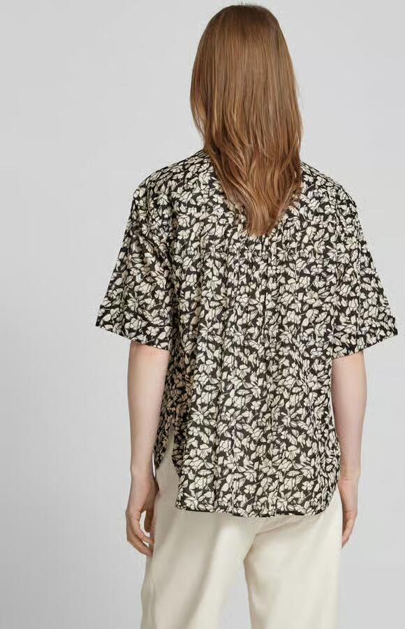 Marc O'Polo Loose fit blouse met korte mouwen van puur katoen met plooien